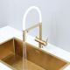 Смеситель для кухни Gappo G4397-83 с подключением фильтра питьевой воды и гибким изливом золото/белый