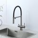 Смеситель для кухни Gappo G4397-89 с подключением фильтра питьевой воды и гибким изливом оружейная сталь/чёрный