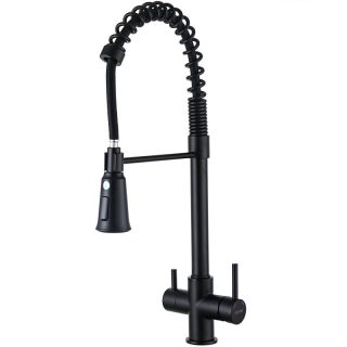 Смеситель для кухни Gappo G4398-66 с гибким выдвижным изливом и подключением фильтра питьевой воды чёрный