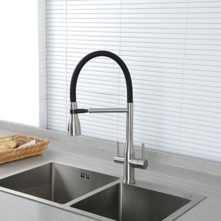 Смеситель для кухни Gappo G4399-75 с гибким изливом и подключением фильтра питьевой воды сатин/чёрный