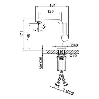 Смеситель для раковины Frap F1088-9 Оружейная сталь