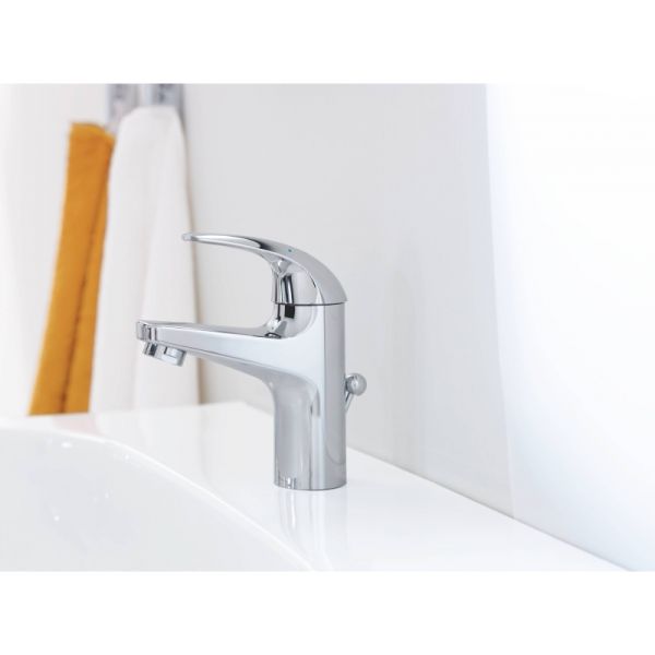 Смеситель для раковины GROHE BauCurve 32805000 однорычажный DN 15, с донным клапаном, хром 32805000