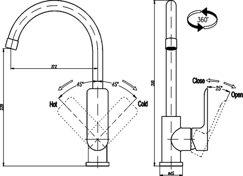 Смеситель Triton для кухни однорычажный белый