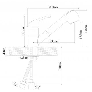 Смеситель для кухни Dr. Gans Соната с выдвижным изливом графит