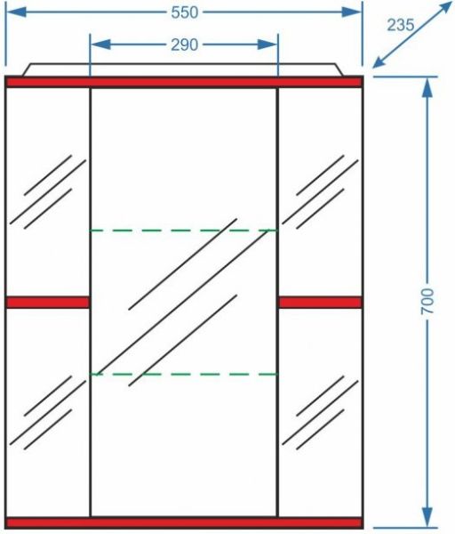 Зеркало-шкаф с подсветкой Stella Polar Колор-1 55см красный SP-00000196