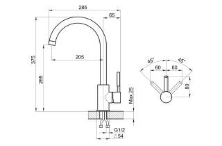 Смеситель для кухни Granula Standart ST-4031, БАЗАЛЬТ
