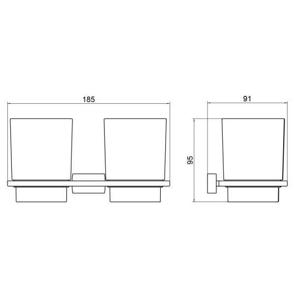 Стакан для зубных щёток двойной Timo Torne 43034/03 чёрный матовый