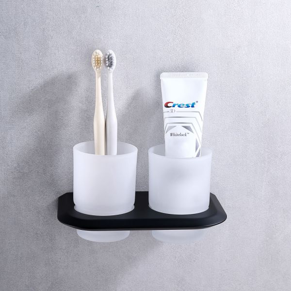 Двойной стакан для зубных щёток ABBER Nord AA1557B чёрный матовый