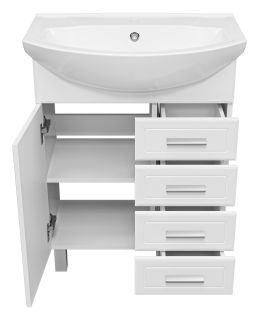 Напольная тумба под раковину Misty Стелла 65см с четырьмя ящиками белый