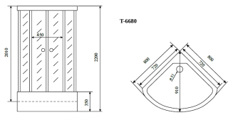 Душевая кабина Timo Standart T-6680B 80x80 см профиль чёрный стекло прозрачное
