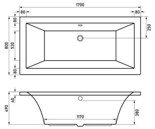 Акриловая ванна Berges Tari 052028 170x80см чёрный глянец