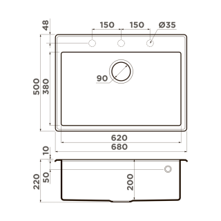 Мойка кухонная Omoikiri Tedori-68-CH шампань