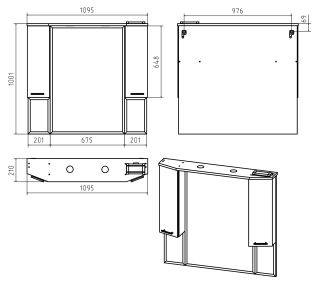 Зеркальный шкаф с подсветкой Misty Терра 110см белый
