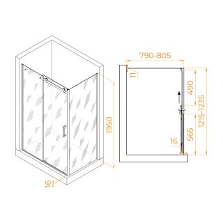 Душевой уголок RGW TO-44B (TO-14B + Z-050-2B) 02074428-14 120x80см чёрный