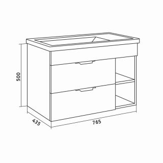 Тумба подвесная Grossman "ФОРТА-80 см" с 2-я ящ. темный дуб (ум.Фостер-80 Пр.)