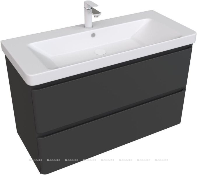 Тумба под раковину Aquanet Эмбер 330470 105 см чёрный матовый