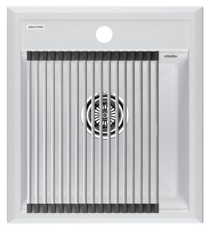 Комплект Paulmark: мойка Stepia 45 и ролл-мат Step PM114651-WH+R375-BS белый/брашированная нержавеющая сталь