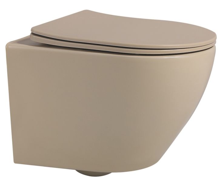 Подвесной унитаз ABBER Bequem AC1100MBB безободковый бежевый матовый