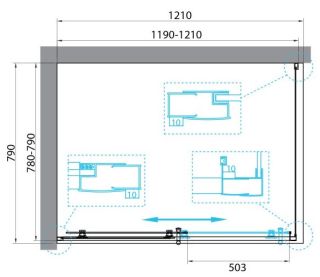 Душевой уголок BelBagno UNO-195-AH-1-120/80-C-NERO 120x80см чёрный/прозрачное