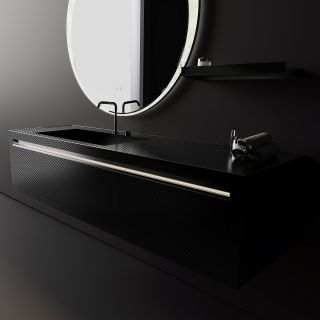 Комплект мебели для ванной Black&White Gravity V-2408 Unihopper drawers Carbon Fiber 2-hole mirror LED Anti-fog
