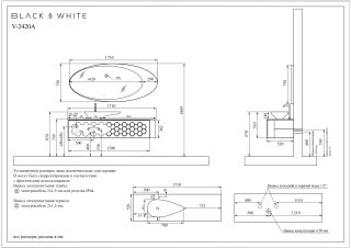 Комплект мебели для ванной Black&White Gravity V-2420A Hettich drawers Marble 1-hole mirror LED  Anti-fog