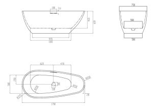 Ванна из искусственного камня ABBER Dortmund AM9911MBG 170x75см тёмно-зелёный матовый