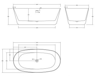 Ванна из искусственного камня ABBER Stein AS9606 160x80см белый матовый
