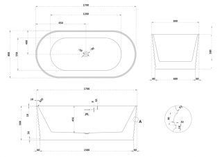 Ванна из искусственного камня ABBER Stein AS9650 170x80см белый матовый