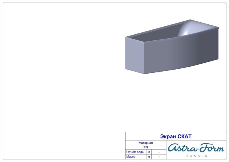 Ванна из искусственного камня Astra-Form Скат 01010015 правая 170x75 см белый глянец