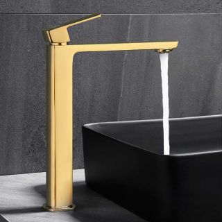 Смеситель для накладной раковины Vincea Next VBF-1N2BG однорычажный, брашированное золото