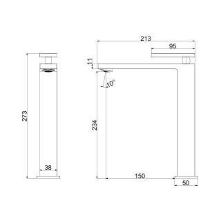 Смеситель для раковины Vincea Dice VBF-2DS2MB, черный