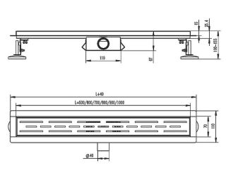 Душевой лоток Raglo R650.60.03 60см золотой сатин