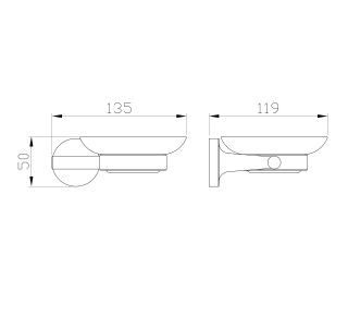 Мыльница с держателем Wonzon & Woghand Simple WW-6522 хром