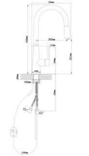 Смеситель для кухни Florentina Вита с выдвижным изливом нержавеющая сталь