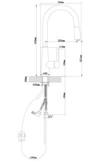 Смеситель для кухни Florentina Вита PRO с выдвижным изливом серый шёлк
