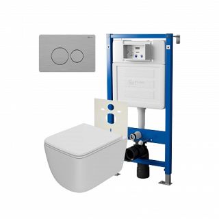 Комплект унитаза с инсталляцией Point Элемент PN48245SB с сиденьем Микролифт