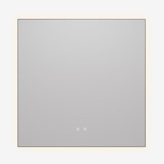 Зеркало Vincea LED VLM-4F800GM-2 800х800 в алюминиевой раме, вороненая сталь