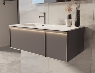 База под раковину Vincea Elise 1000 подвесная, левая, 2 выкатных ящика soft-close, серый матовый