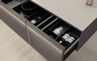 База под раковину Vincea Elise 1200 подвесная, правая, 2 выкатных ящика soft-close, серый матовый