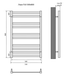 Водяной полотенцесушитель Aquatek Лира AQ KP1080CH П10 50x80см хром