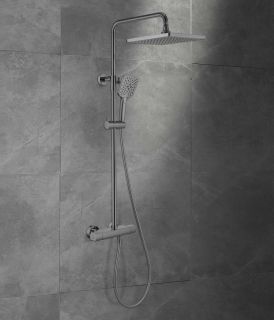 Душевая стойка Vincea Next VSFS-1N0TGM термостатическая, вороненая сталь