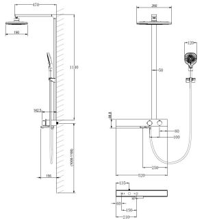 Душевая стойка Vincea Inspire VSFS-3I13TCH с термостатом хром