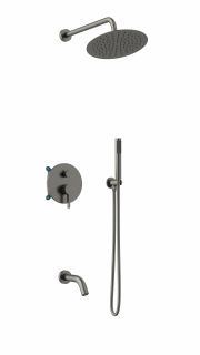 Душевой комплект Vincea Villa VSFW-1VL3GM встраиваемый, трехрежимный, вороненая сталь