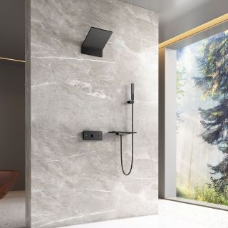 Душевой комплект Vincea Futura VSFW-2F11TMB термостатический встраиваемый, трехрежимный, черный