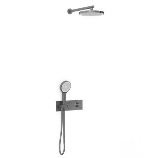 Душевой комплект Vincea VSFW-422T2GM встраиваемый, термостатический, двухрежимный, вороненая сталь