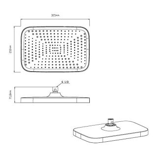 Верхний душ с держателем Vincea VSHD-41CGM вороненая сталь