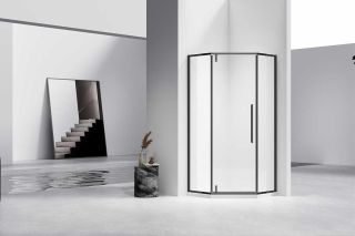 Душевой уголок Vincea Slim-N VSP-4SN900CLB, 900*900, черный, стекло прозрачное