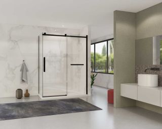 Душевой уголок Vincea Como Soft VSR-1CS9015CLB, 1500*900, черный, стекло прозрачное