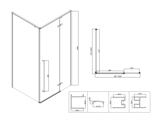Душевой уголок Vincea Slim-N VSR-5SN1010CLB, 1000*1000, черный, стекло прозрачное