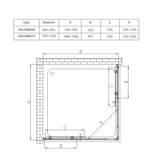 Душевой уголок Vincea Rapid VSS-3R80/90CL 80/90x80/90 см